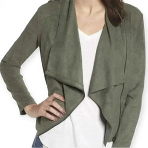 Blank NYC Jacket 1X Sunny Days Faux Suede Asymmetrical Zip Up Moto Jacket Green